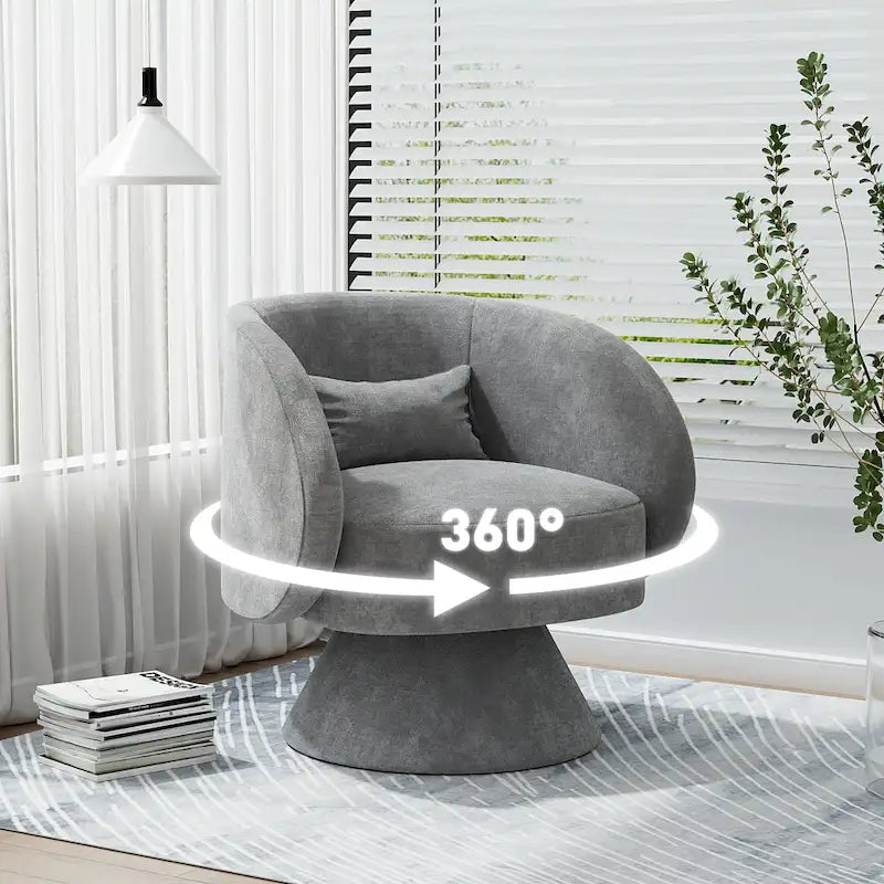 Fauteuil pivotant à 360° en lin avec oreiller