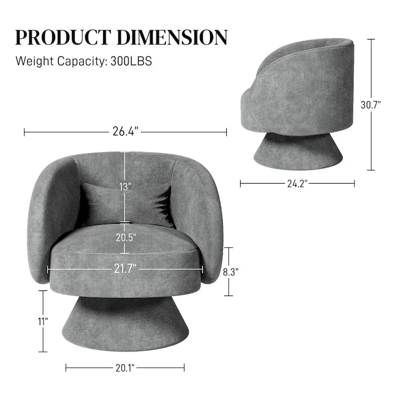 Fauteuil pivotant à 360° en lin avec oreiller