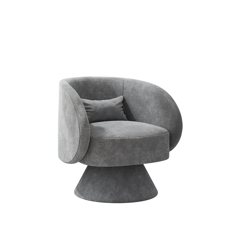 Fauteuil pivotant à 360° en lin avec oreiller