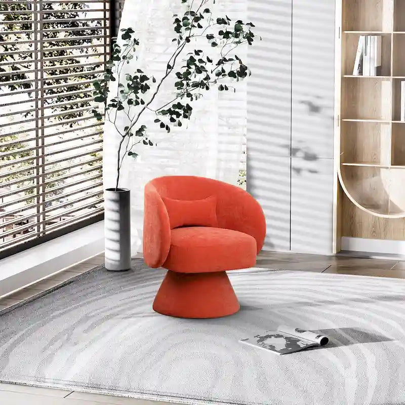 Fauteuil pivotant à 360° en lin avec oreiller