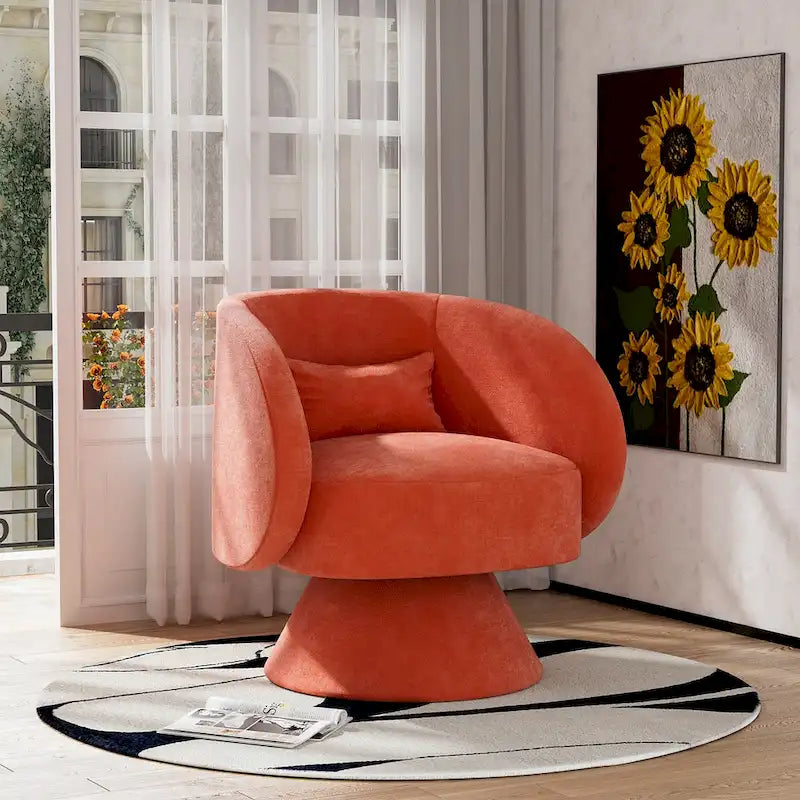 Fauteuil pivotant à 360° en lin avec oreiller