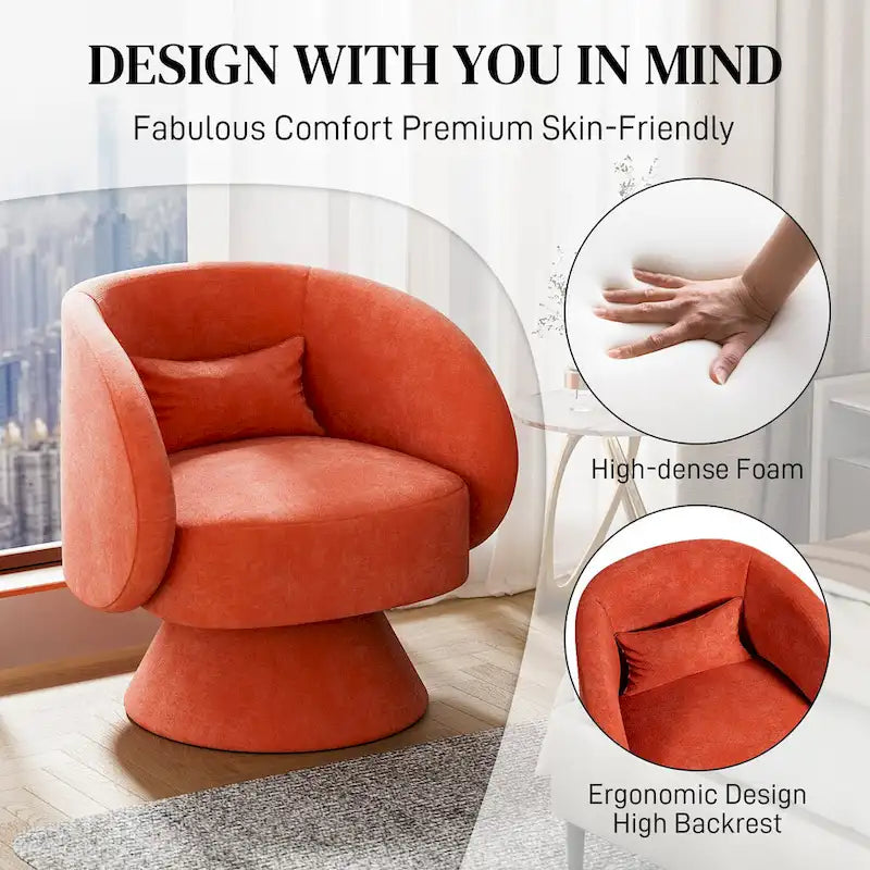 Fauteuil pivotant à 360° en lin avec oreiller