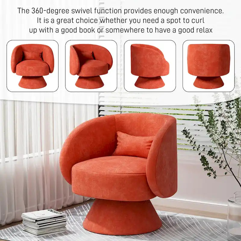 Fauteuil pivotant à 360° en lin avec oreiller