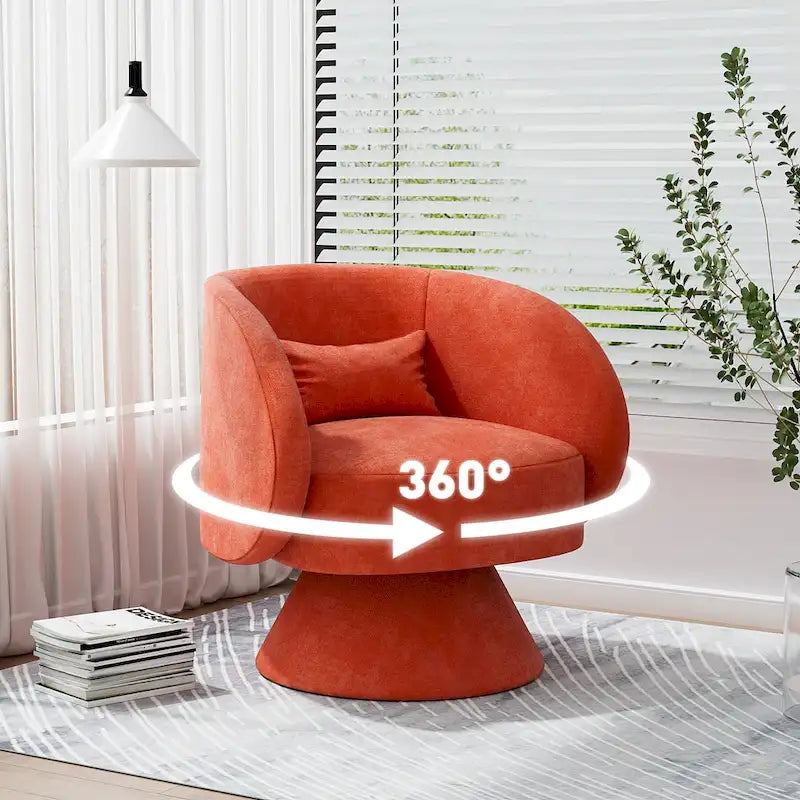 Fauteuil pivotant à 360° en lin avec oreiller