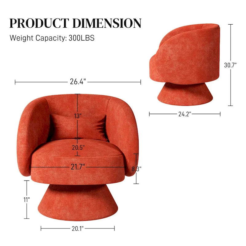 Fauteuil pivotant à 360° en lin avec oreiller