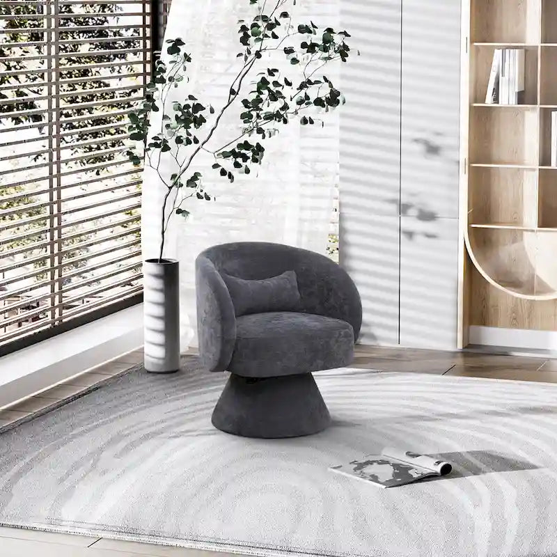 Fauteuil pivotant à 360° en lin avec oreiller