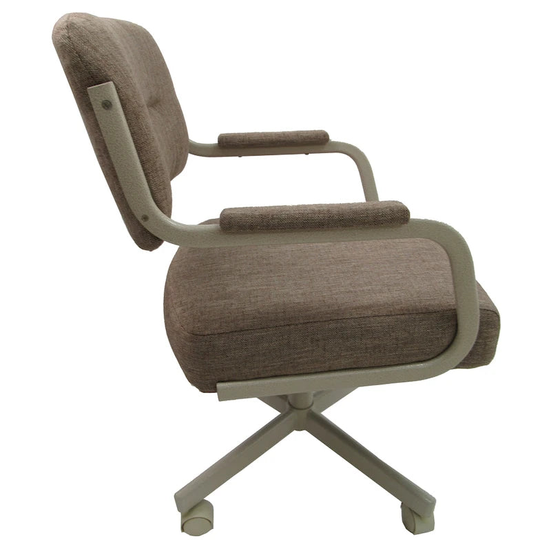 Chaise de salle à manger pivotante rembourrée avec roulettes, cadre thermolaqué