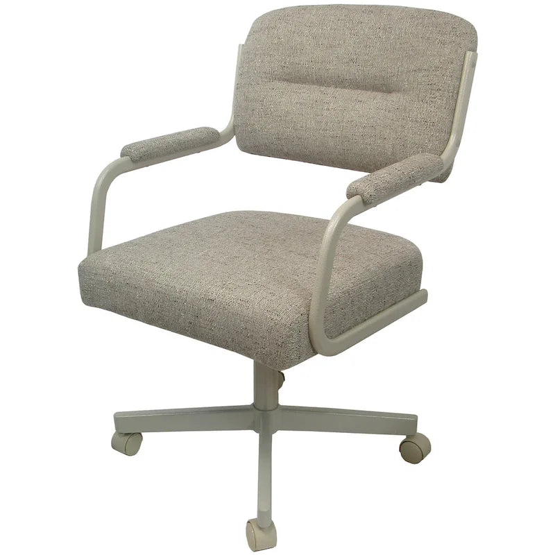 Chaise de salle à manger pivotante rembourrée avec roulettes, cadre thermolaqué