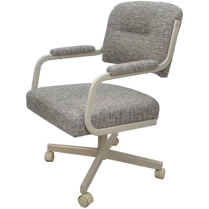Chaise de salle à manger pivotante rembourrée avec roulettes, cadre thermolaqué