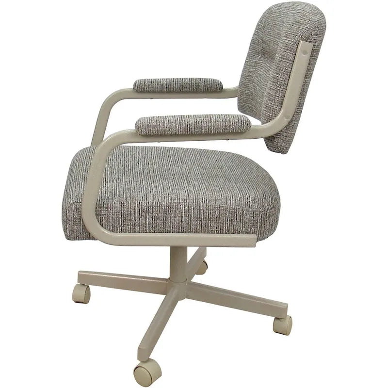 Chaise de salle à manger pivotante rembourrée avec roulettes, cadre thermolaqué
