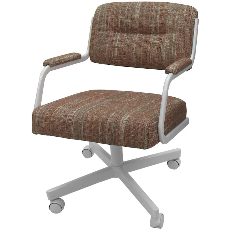 Chaise de salle à manger pivotante rembourrée avec roulettes, cadre thermolaqué