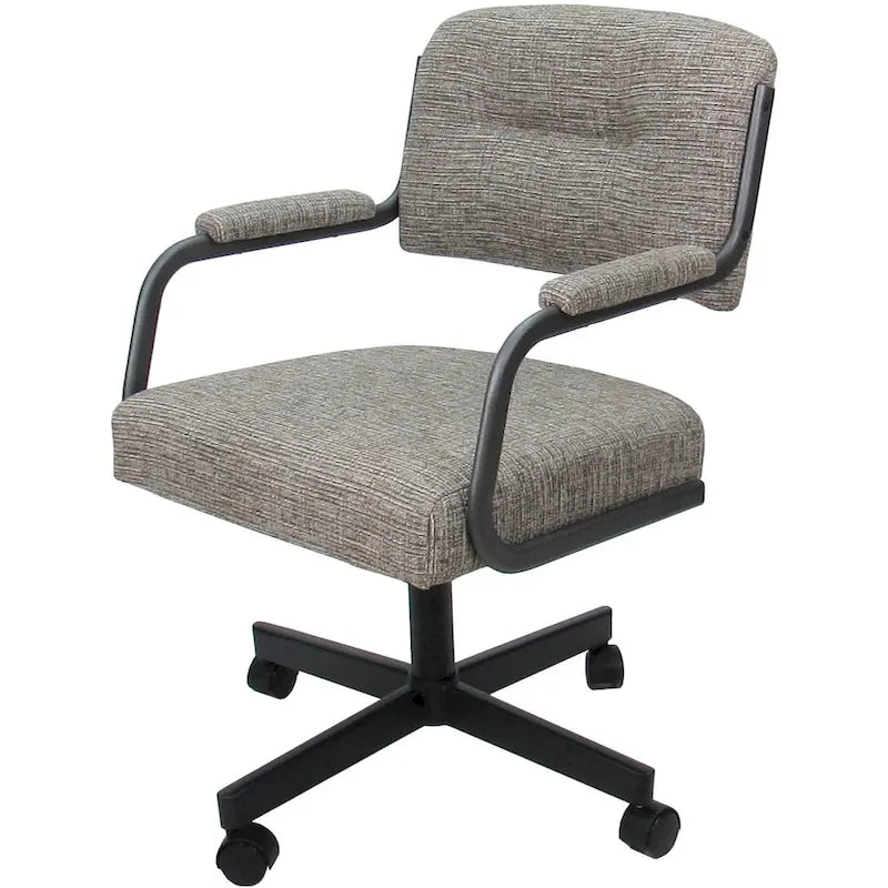 Chaise de salle à manger pivotante rembourrée avec roulettes, cadre thermolaqué