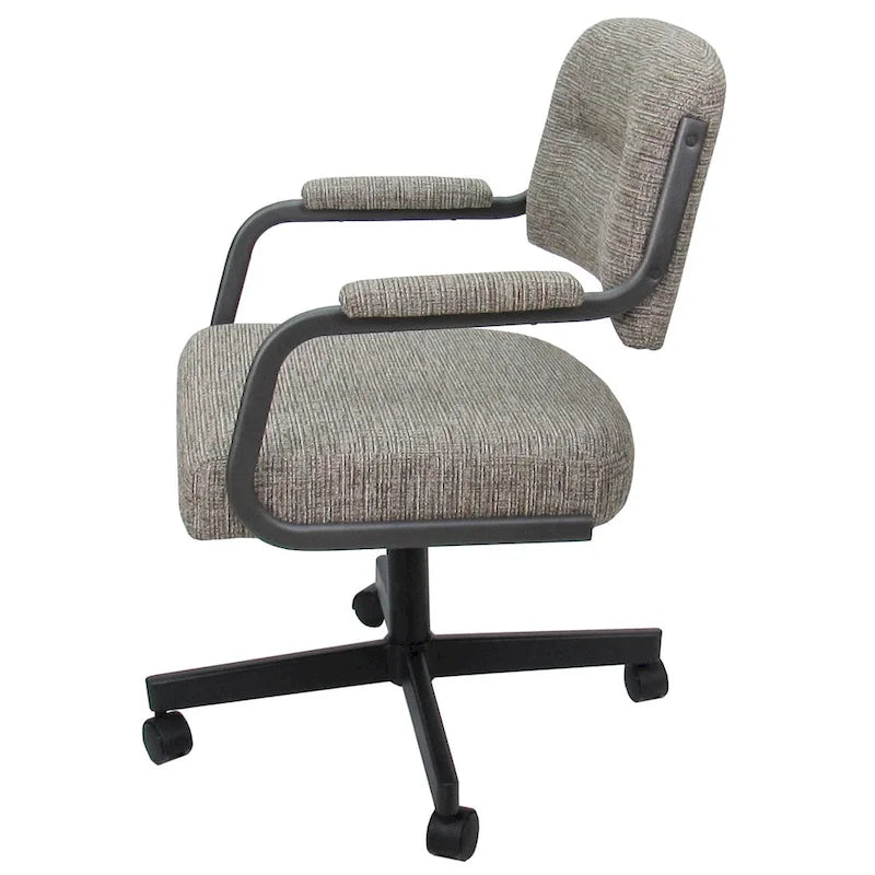 Chaise de salle à manger pivotante rembourrée avec roulettes, cadre thermolaqué