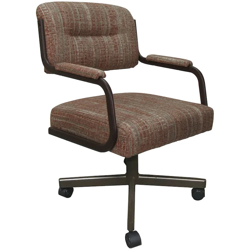 Chaise de salle à manger pivotante rembourrée avec roulettes, cadre thermolaqué