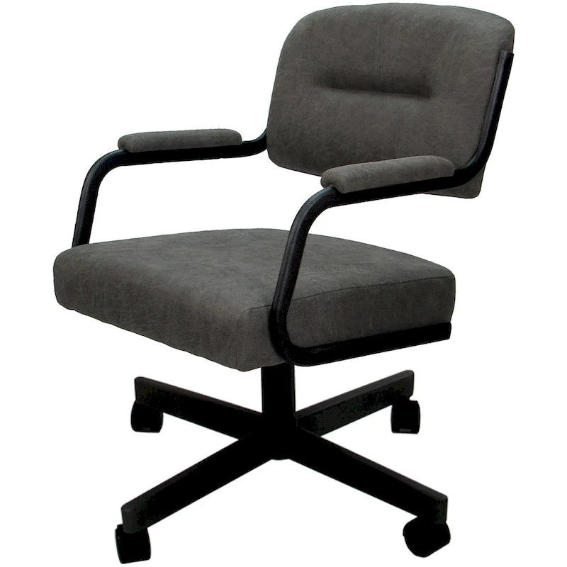 Chaise de salle à manger pivotante rembourrée avec roulettes, cadre thermolaqué