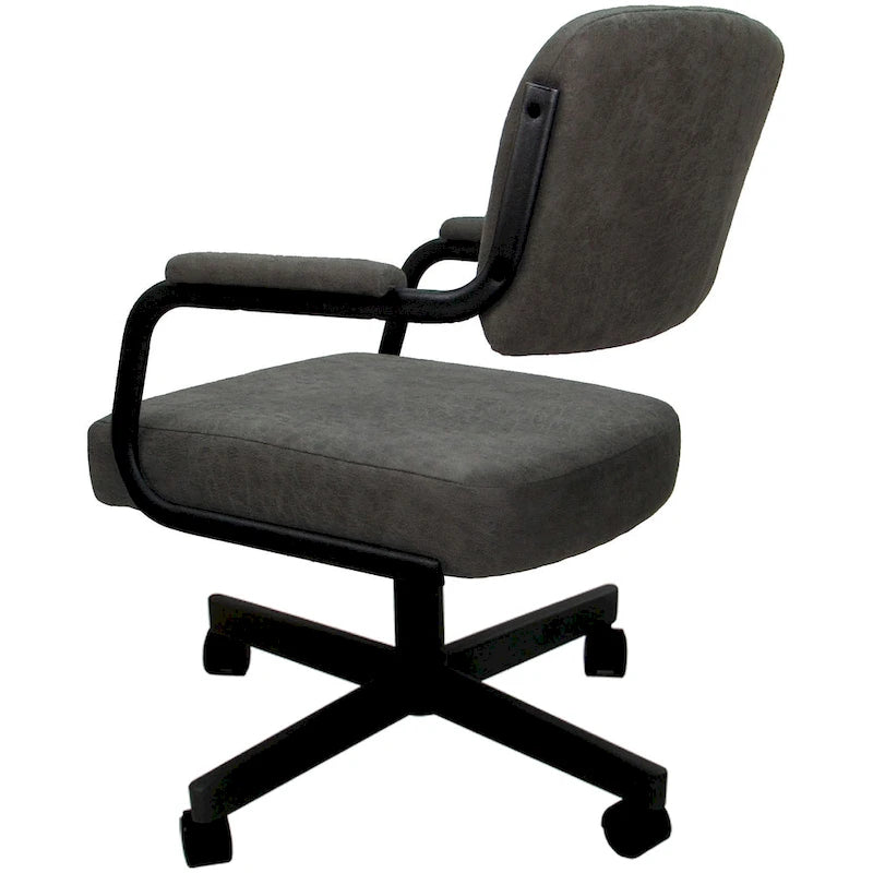 Chaise de salle à manger pivotante rembourrée avec roulettes, cadre thermolaqué