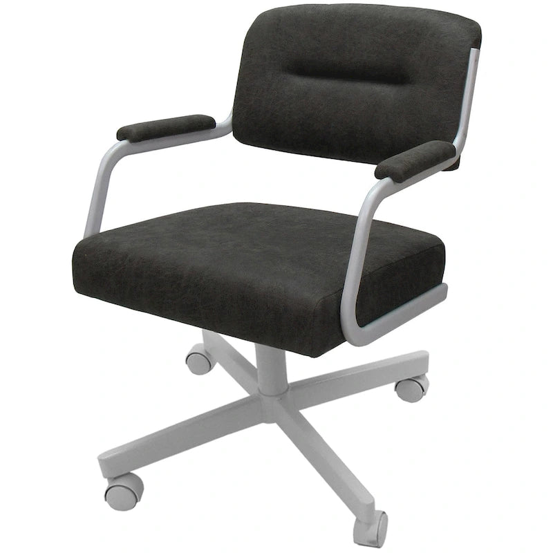 Chaise de salle à manger pivotante rembourrée avec roulettes, cadre thermolaqué