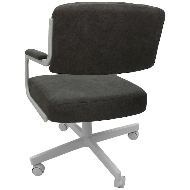Chaise de salle à manger pivotante rembourrée avec roulettes, cadre thermolaqué