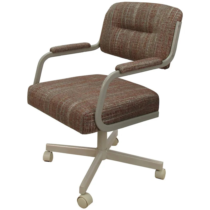 Chaise de salle à manger pivotante rembourrée avec roulettes, cadre thermolaqué