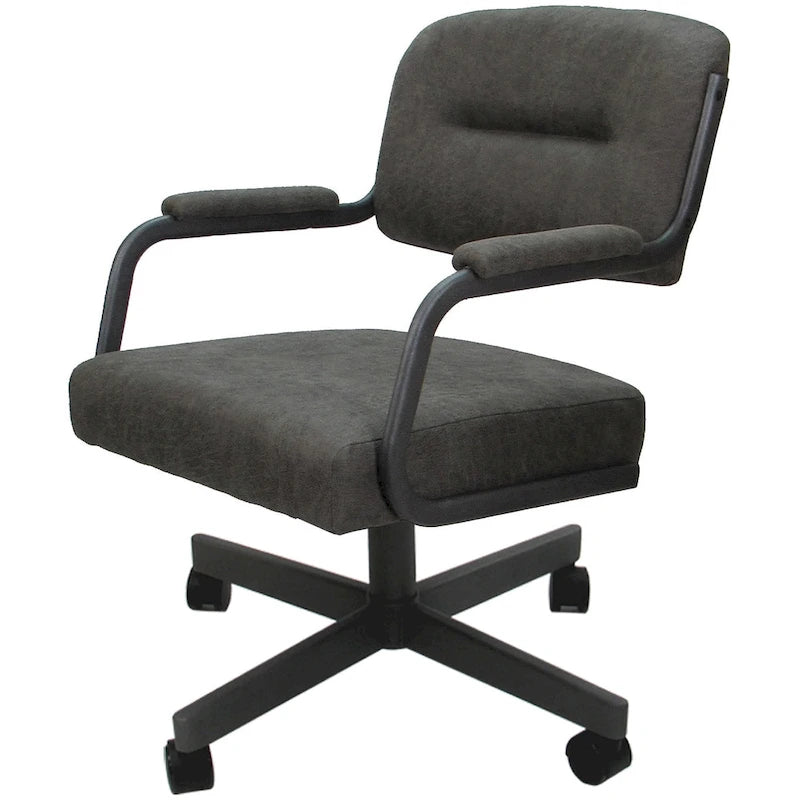 Chaise de salle à manger pivotante rembourrée avec roulettes, cadre thermolaqué