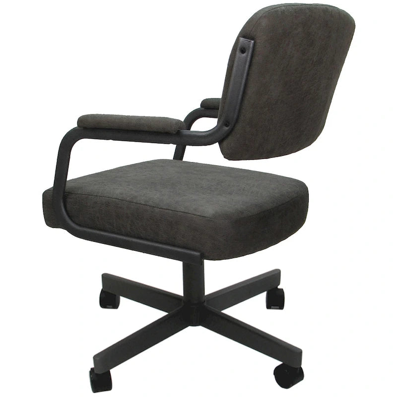 Chaise de salle à manger pivotante rembourrée avec roulettes, cadre thermolaqué