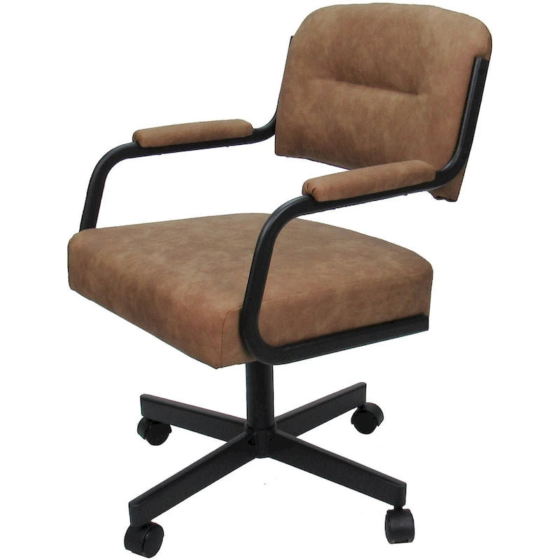 Chaise de salle à manger pivotante rembourrée avec roulettes, cadre thermolaqué