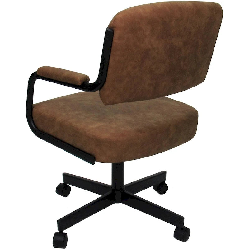 Chaise de salle à manger pivotante rembourrée avec roulettes, cadre thermolaqué