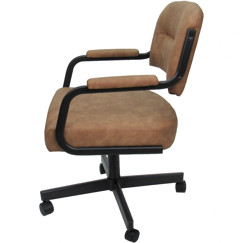Chaise de salle à manger pivotante rembourrée avec roulettes, cadre thermolaqué