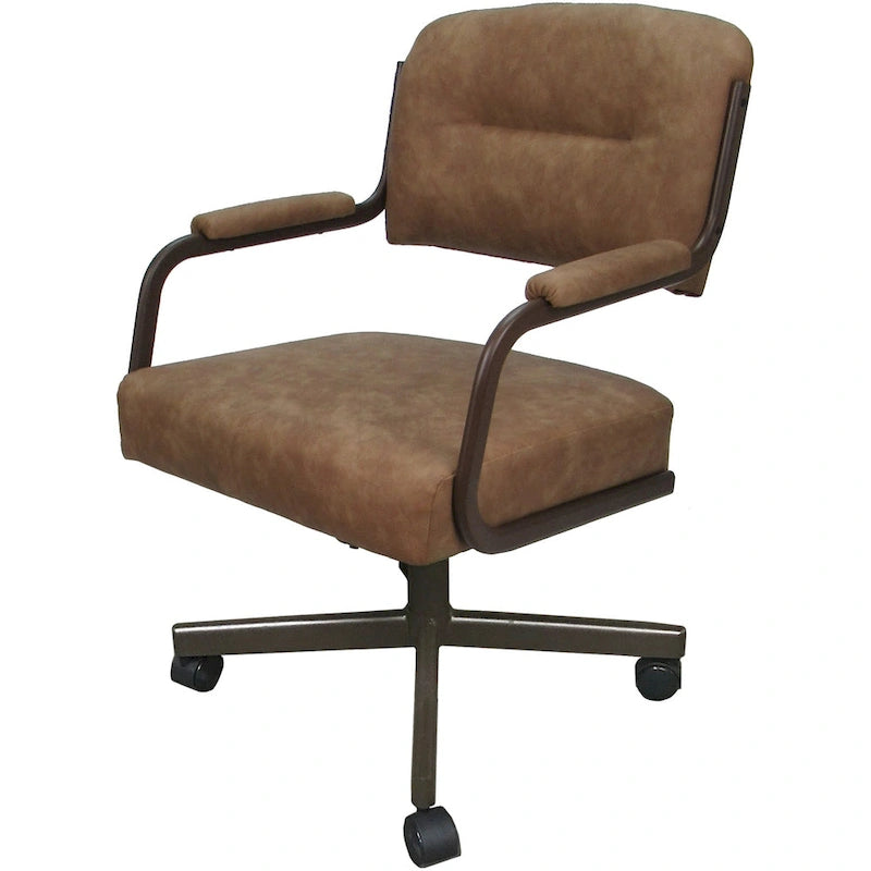 Chaise de salle à manger pivotante rembourrée avec roulettes, cadre thermolaqué