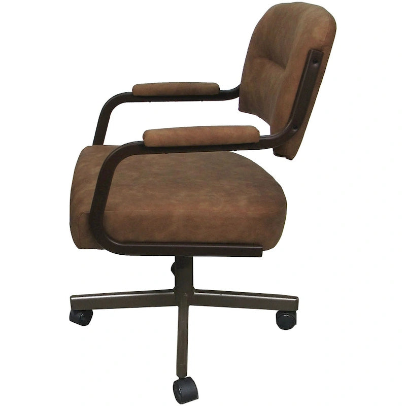 Chaise de salle à manger pivotante rembourrée avec roulettes, cadre thermolaqué