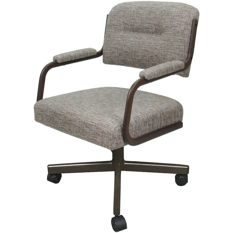 Chaise de salle à manger pivotante rembourrée avec roulettes, cadre thermolaqué