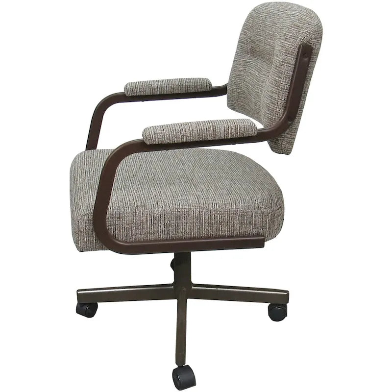 Chaise de salle à manger pivotante rembourrée avec roulettes, cadre thermolaqué