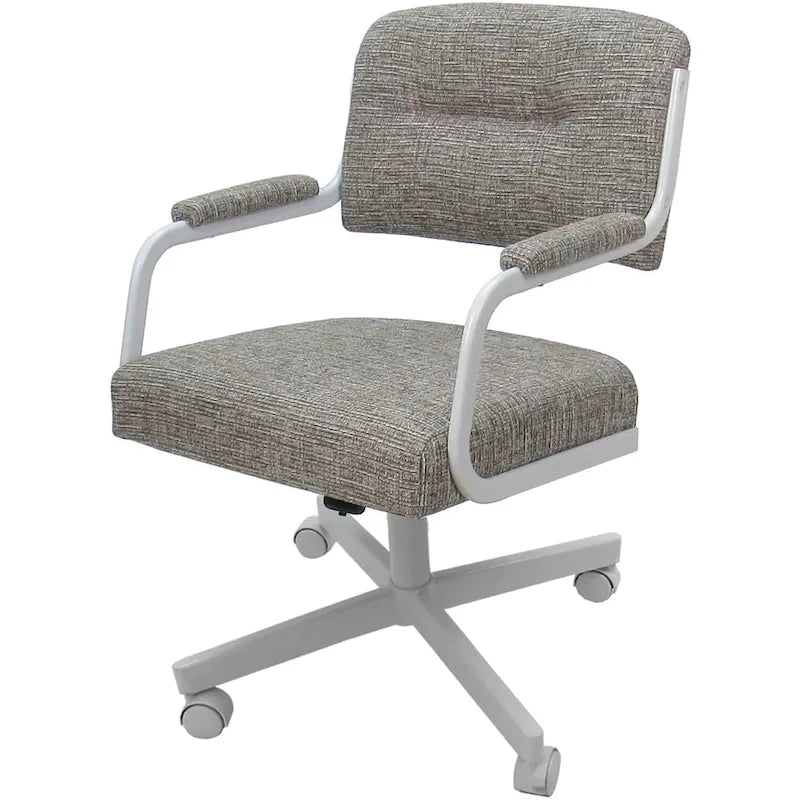 Chaise de salle à manger pivotante rembourrée avec roulettes, cadre thermolaqué