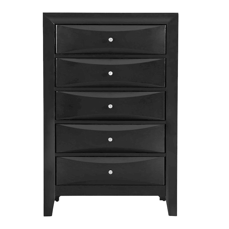 Commode 5 tiroirs pour chambre avec placage en bois véritable multicolore
