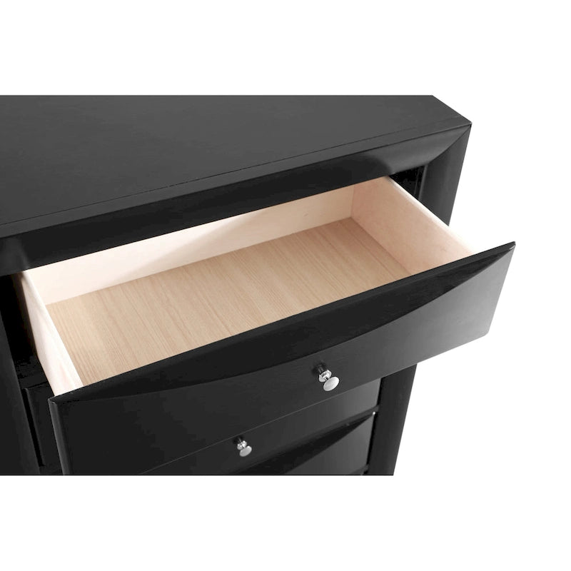 Commode 5 tiroirs pour chambre avec placage en bois véritable multicolore