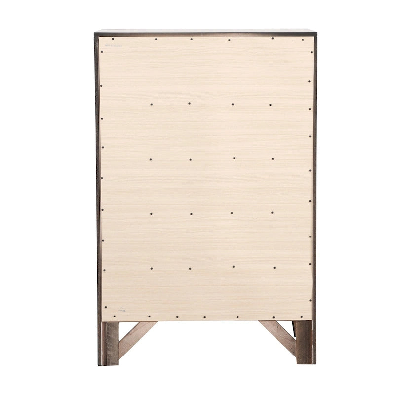 Commode 5 tiroirs pour chambre avec placage en bois véritable multicolore
