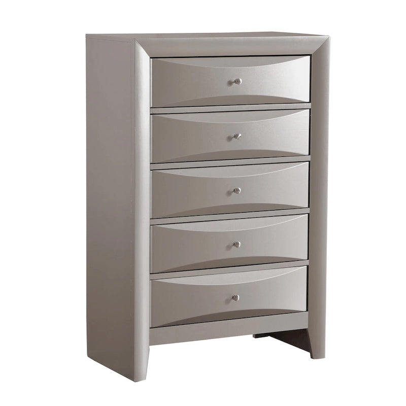 Commode 5 tiroirs pour chambre avec placage en bois véritable multicolore