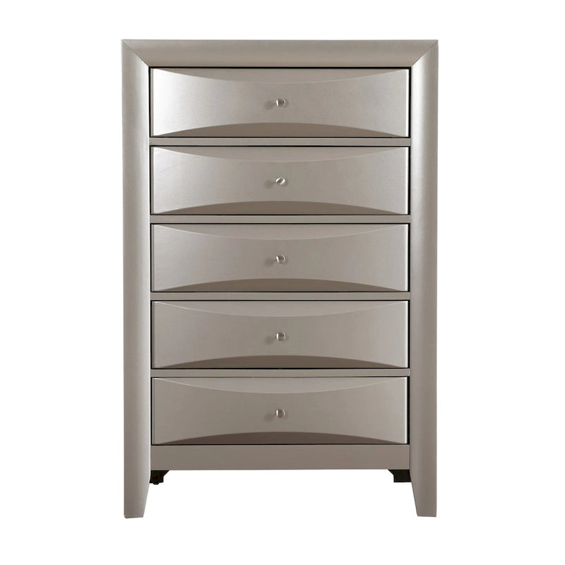 Commode 5 tiroirs pour chambre avec placage en bois véritable multicolore