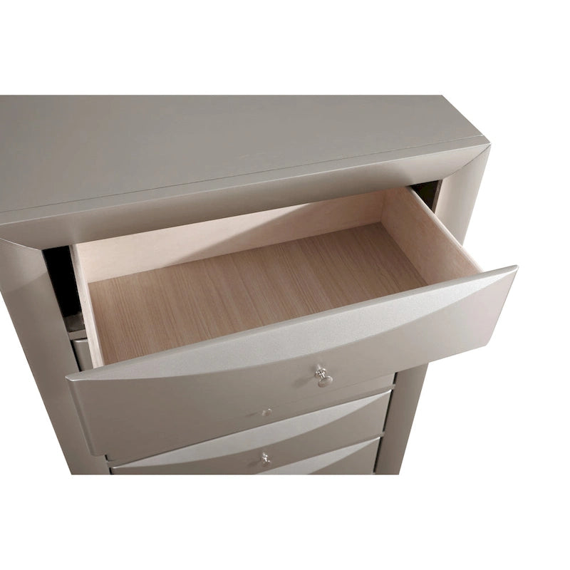 Commode 5 tiroirs pour chambre avec placage en bois véritable multicolore
