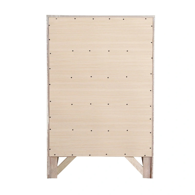 Commode 5 tiroirs pour chambre avec placage en bois véritable multicolore