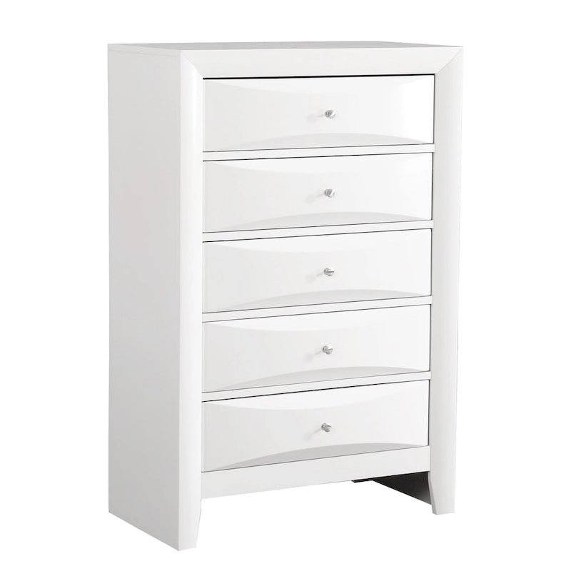Commode 5 tiroirs pour chambre avec placage en bois véritable multicolore