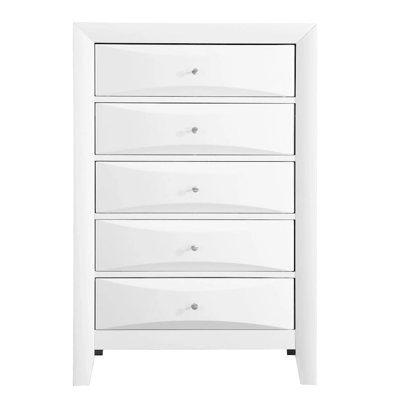 Commode 5 tiroirs pour chambre avec placage en bois véritable multicolore