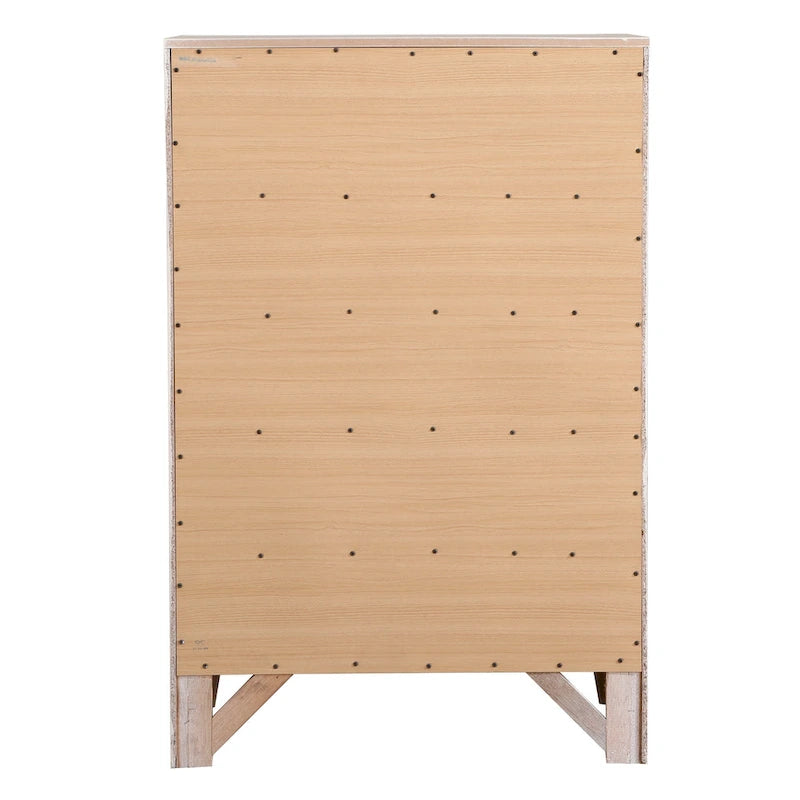 Commode 5 tiroirs pour chambre avec placage en bois véritable multicolore