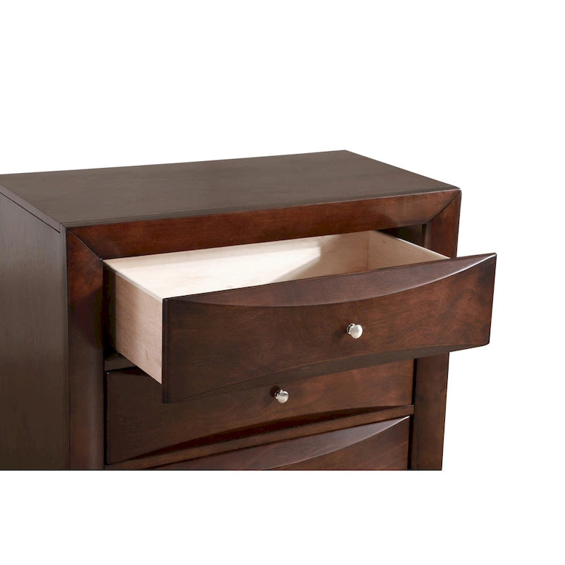 Commode 5 tiroirs pour chambre avec placage en bois véritable multicolore