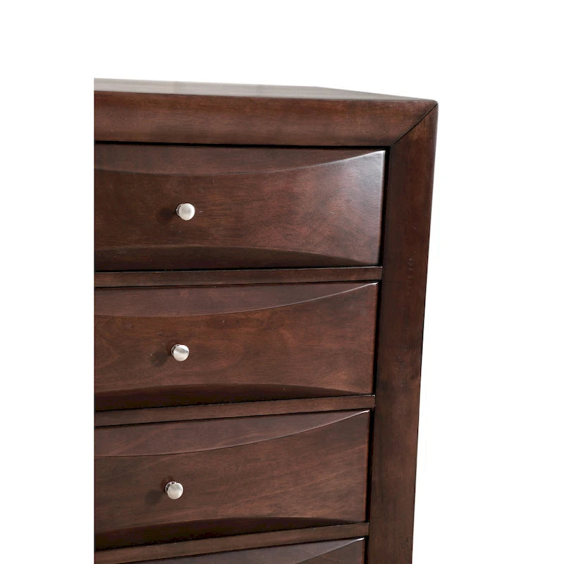 Commode 5 tiroirs pour chambre avec placage en bois véritable multicolore