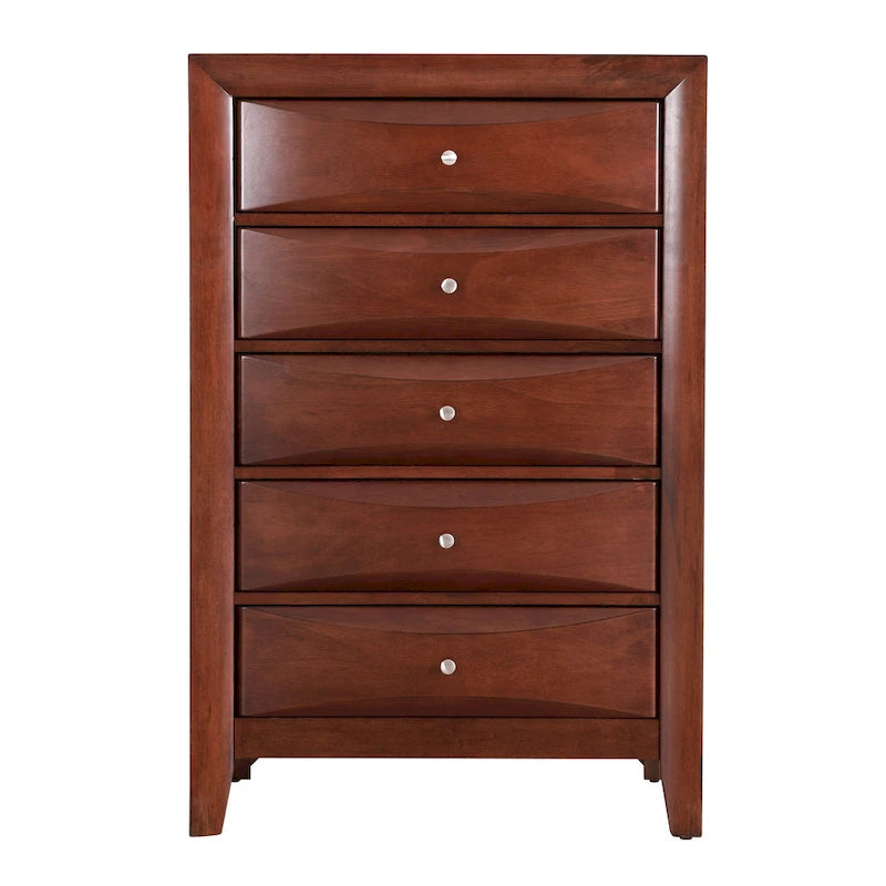 Commode 5 tiroirs pour chambre avec placage en bois véritable multicolore