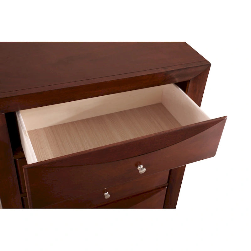 Commode 5 tiroirs pour chambre avec placage en bois véritable multicolore