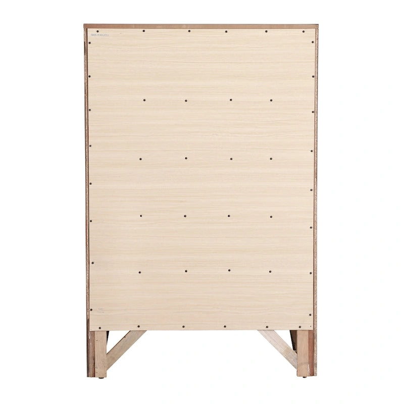 Commode 5 tiroirs pour chambre avec placage en bois véritable multicolore