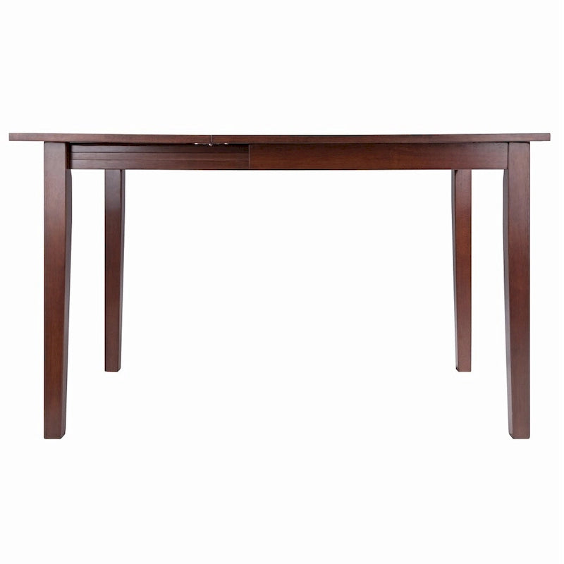Table à manger extensible en bois noyer brun avec abattants et pieds droits