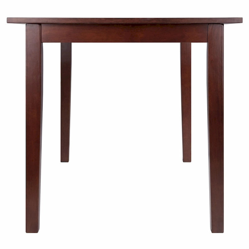 Table à manger extensible en bois noyer brun avec abattants et pieds droits